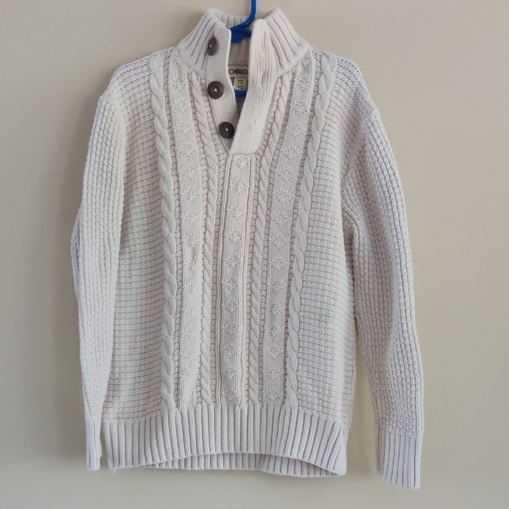 Cherokee Boys Cream Cable Knit Sweater Size 6-7